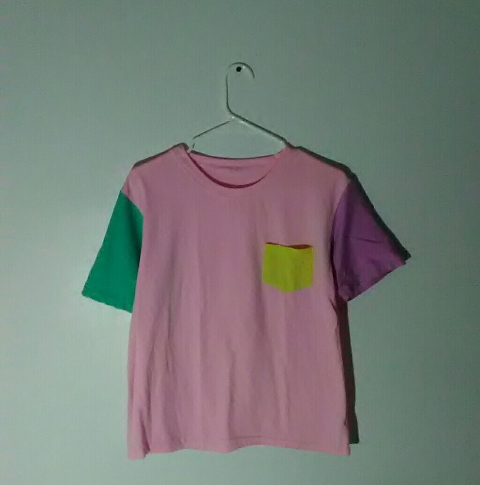 pink pastel color block tee